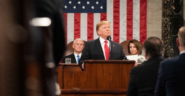 President Trump gives the State of the Union address (public domain image)