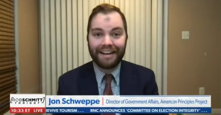 Jon Schweppe on Newsmax TV 2-17-21 (Screenshot)