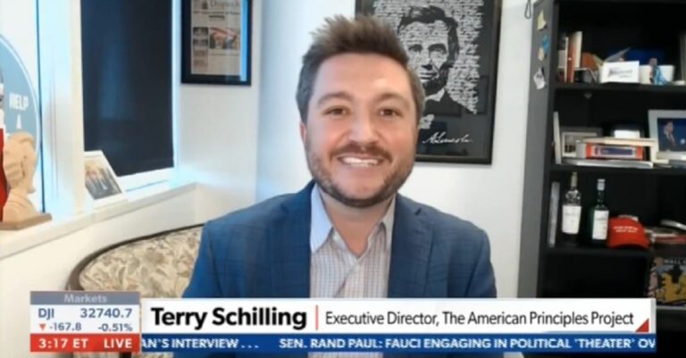Terry Schilling on Newsmax TV 3-19-21 (screenshot)