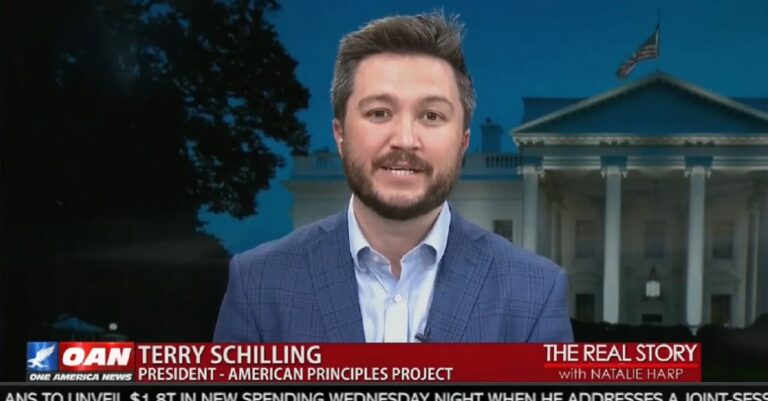 Terry Schilling on OAN 4-27-21 (screenshot)