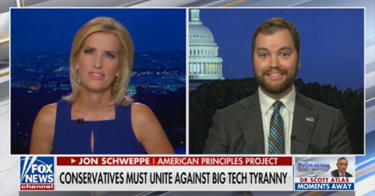 Jon Schweppe on The Ingraham Angle 6-8-21 (screenshot)