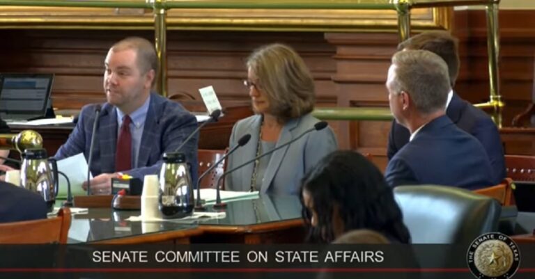 Jon Schweppe testifies to the Texas Committee on State Affairs (screenshot)