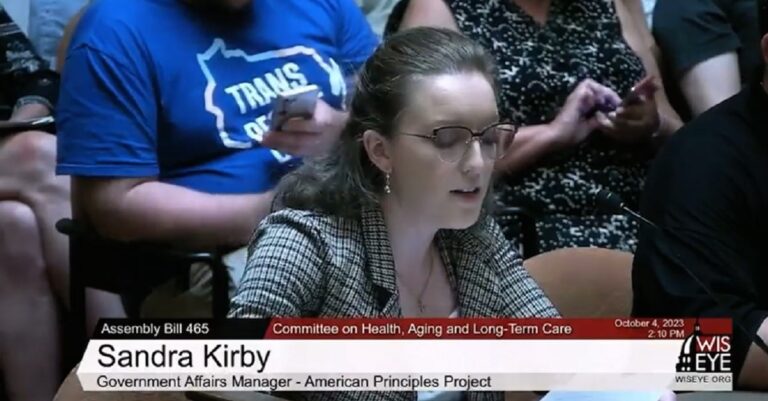 Sandra Kirby testifies in Wisconsin (screenshot image)